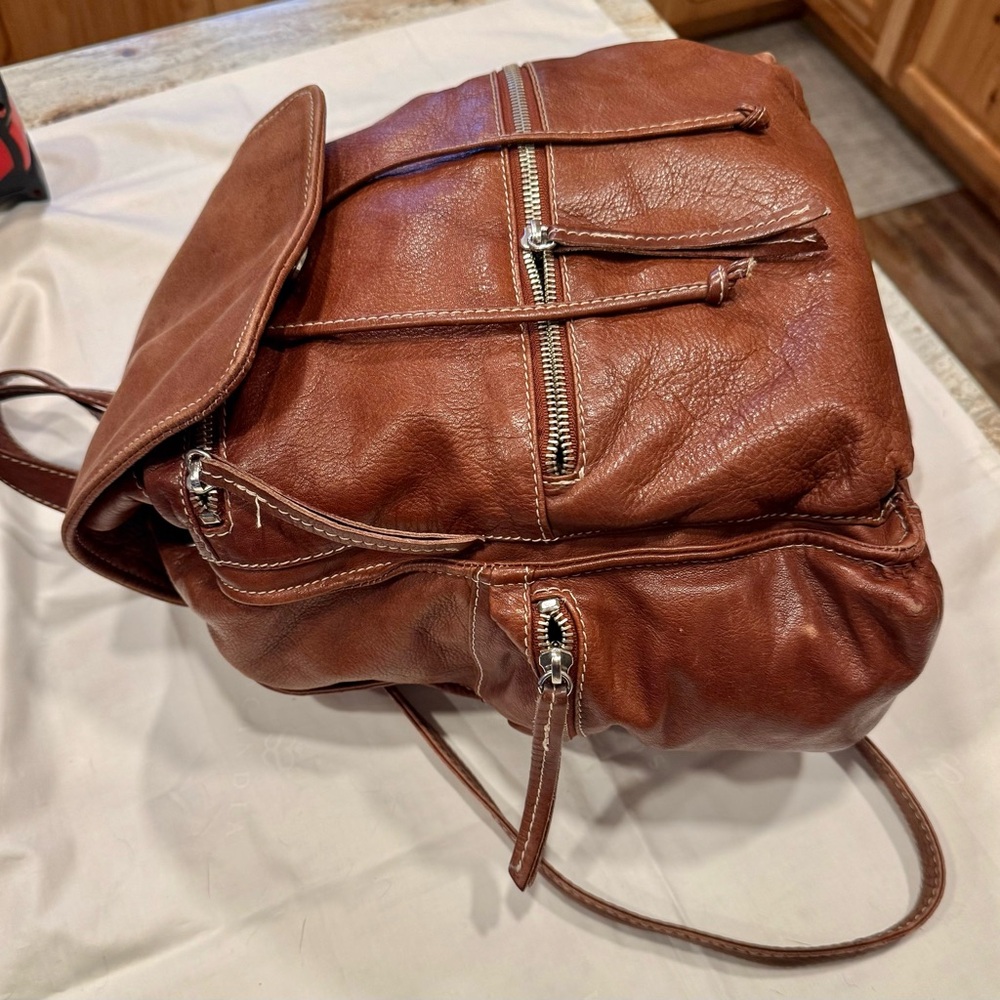 Sundance Tinley Brown Leather Backpack - Picture 3 of 6
